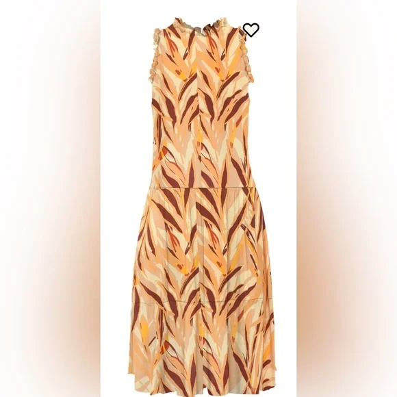 Venus Smock Tiered Midi Dress/Orange Patterned Size Small NWOT🤎 - Picture 2 of 5